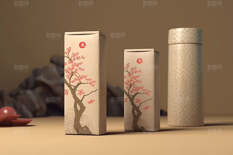 茶叶包装立体中式模型