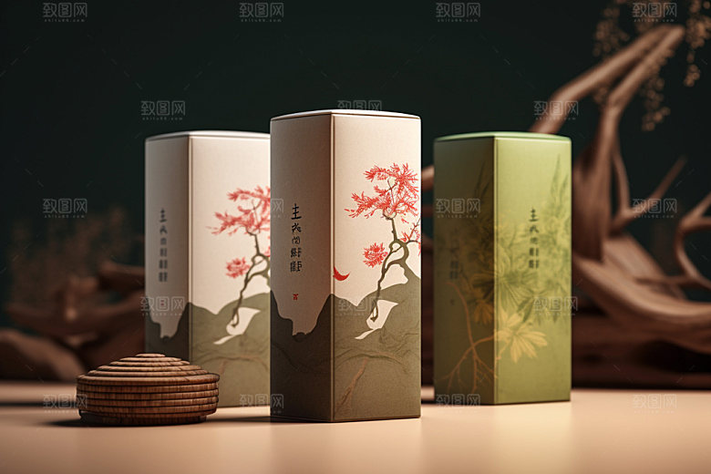 茶叶包装茶叶罐中式模型