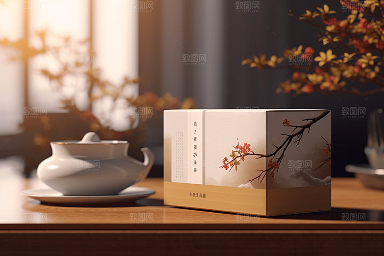 茶叶包装中式立体模型