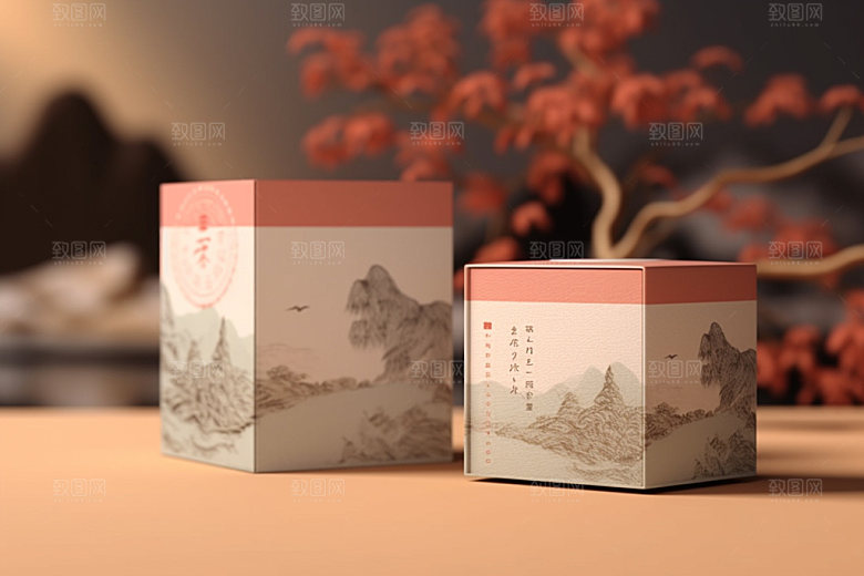 茶叶包装中式茶叶罐模型