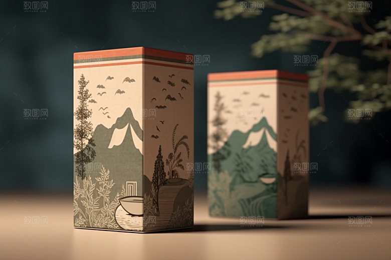 茶叶包装中国风中式模型