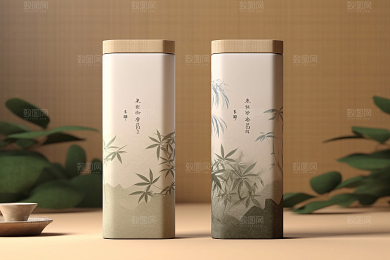 茶叶包装中式茶叶罐模型