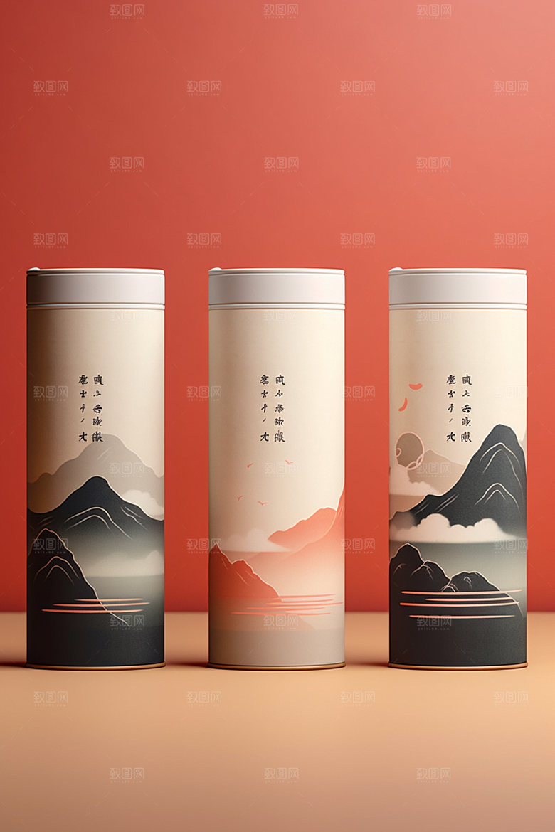 茶叶包装中国风立体模型