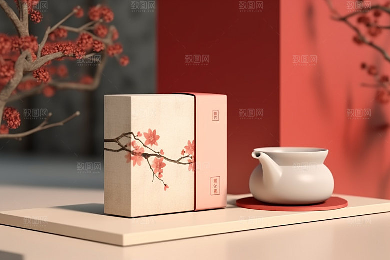 茶叶包装茶叶罐中式模型