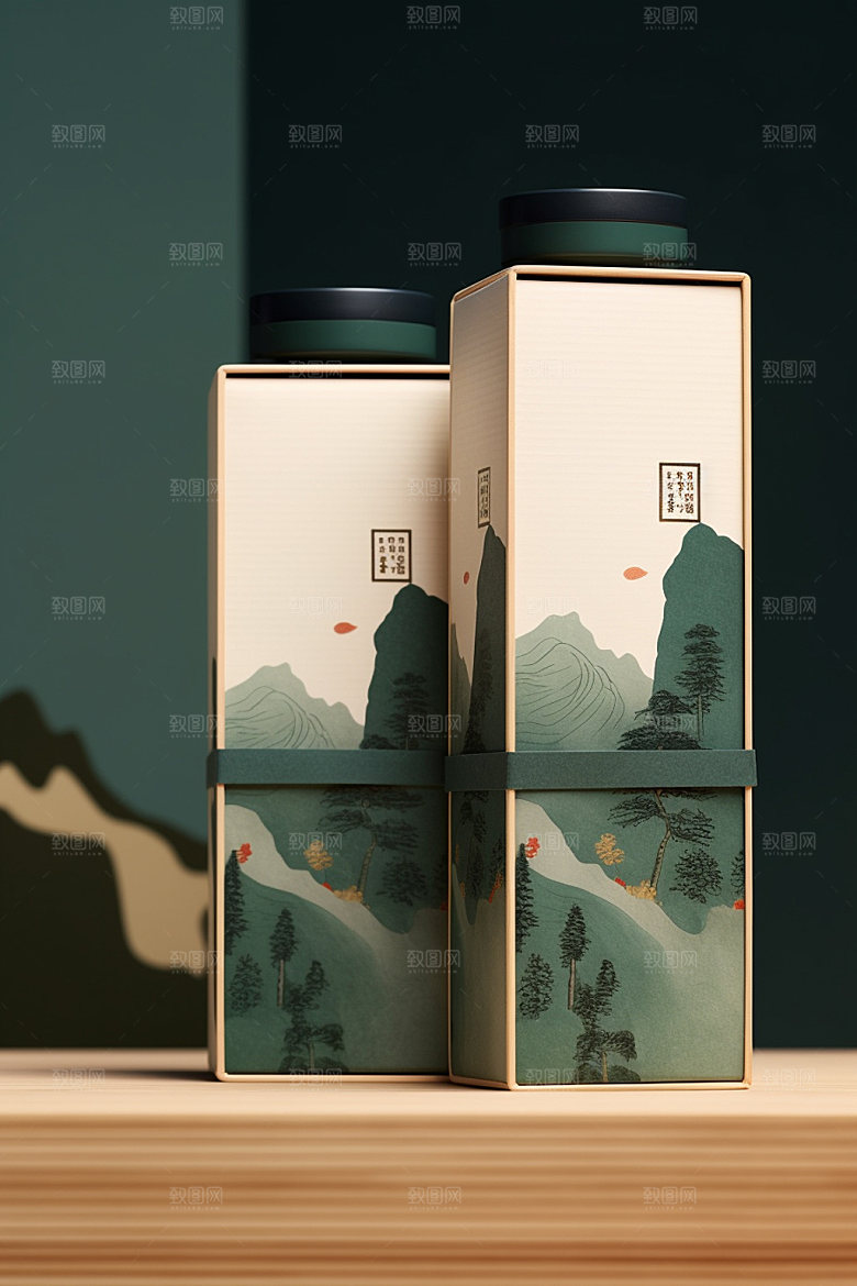 茶叶包装传统中国风模型