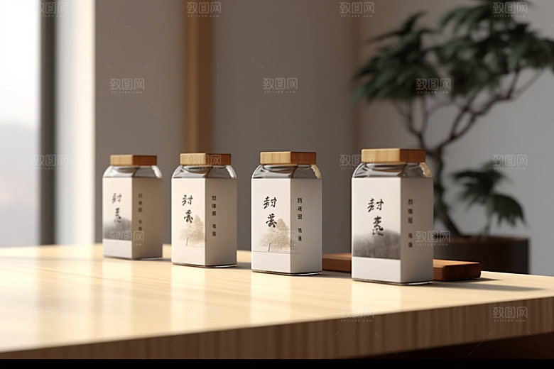 茶叶包装中式茶叶罐模型