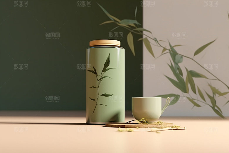 茶叶包装茶叶罐中式模型