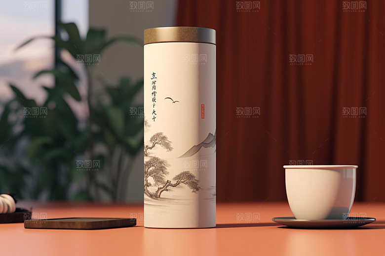 茶叶包装茶叶罐中式模型