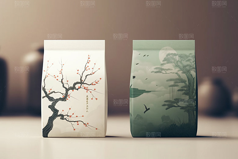 茶叶包装中国风立体模型