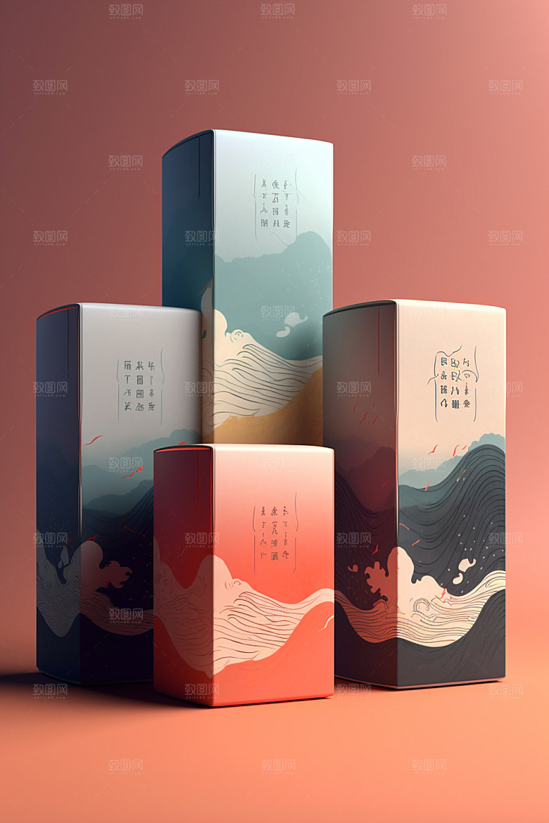 茶叶包装茶叶罐中国风模型
