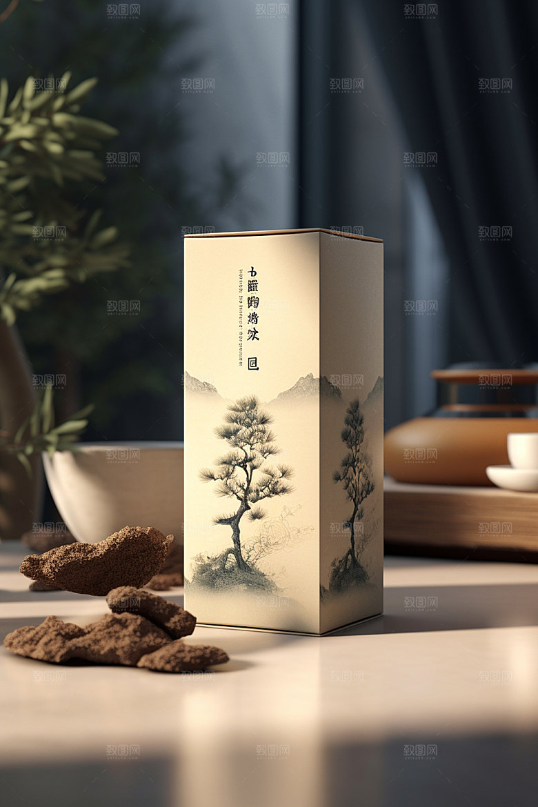 茶叶包装中国风立体模型