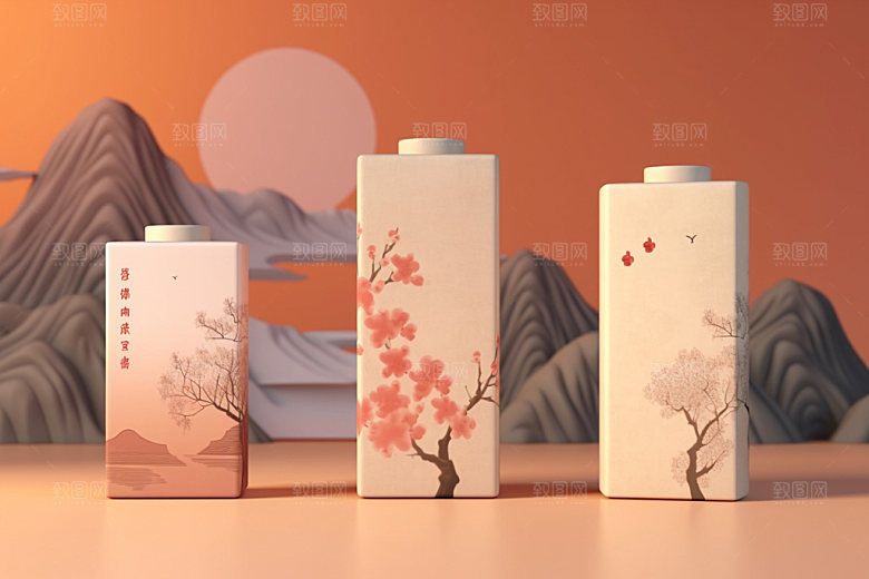 茶叶包装茶叶罐中式模型