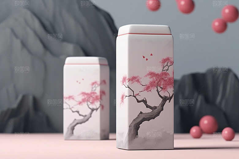 茶叶包装中国风立体模型