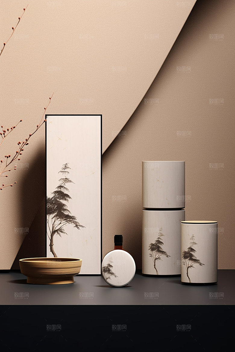 茶叶包装立体中国风模型