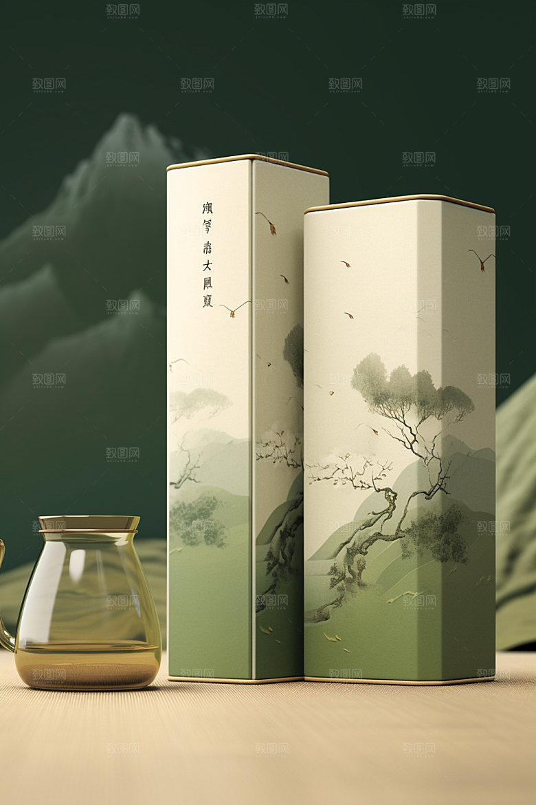 茶叶包装中式茶叶罐模型