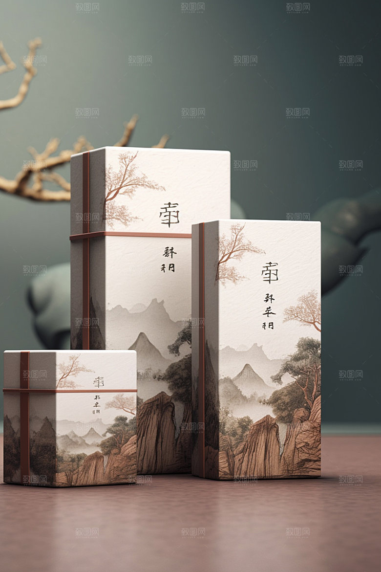 茶叶包装传统中式模型