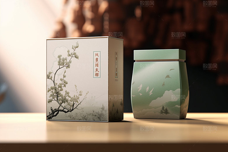 茶叶包装立体中国风模型