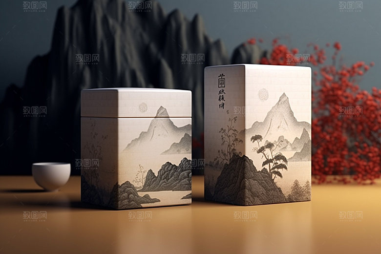 茶叶包装传统中式模型