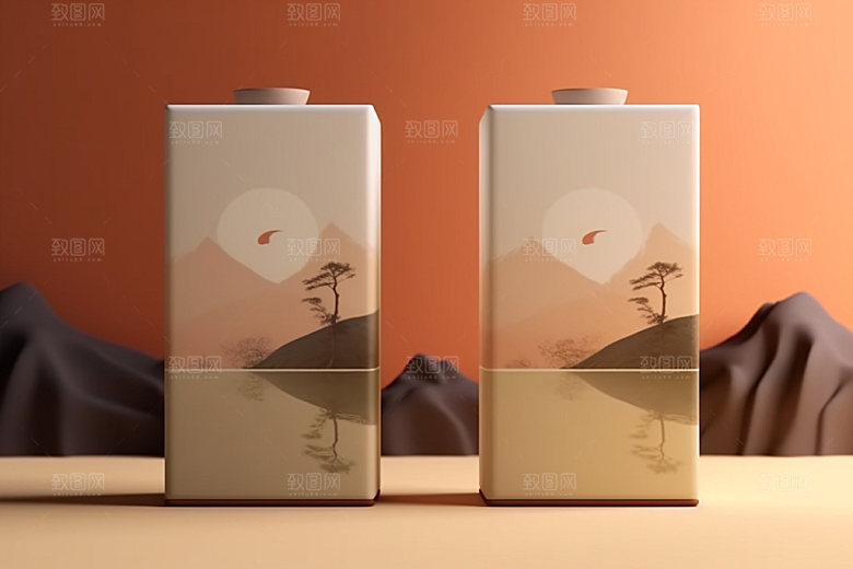 茶叶包装茶叶罐中式模型