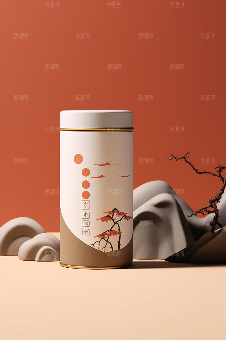 茶叶包装茶叶罐中式模型