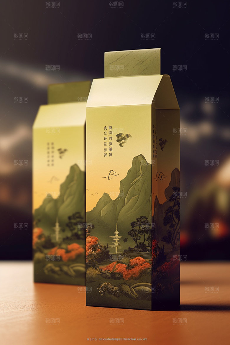 茶叶包装3D中式模型