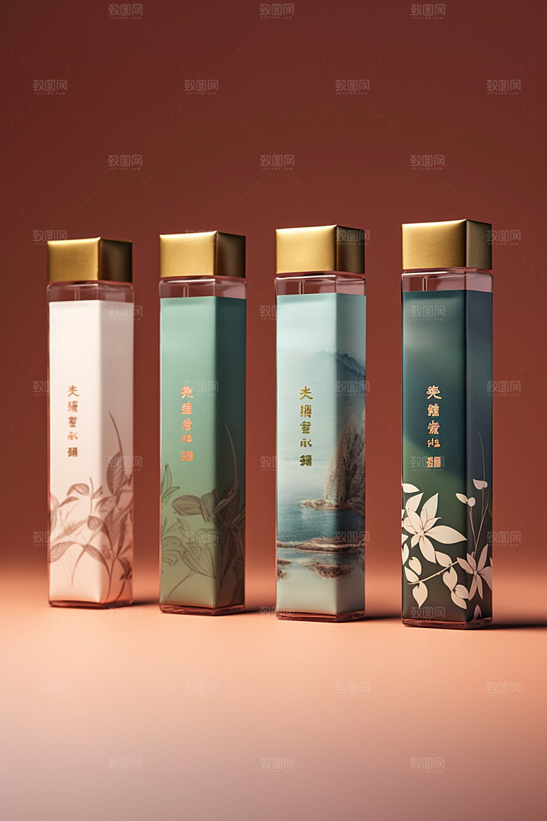 茶叶罐立体中式模型