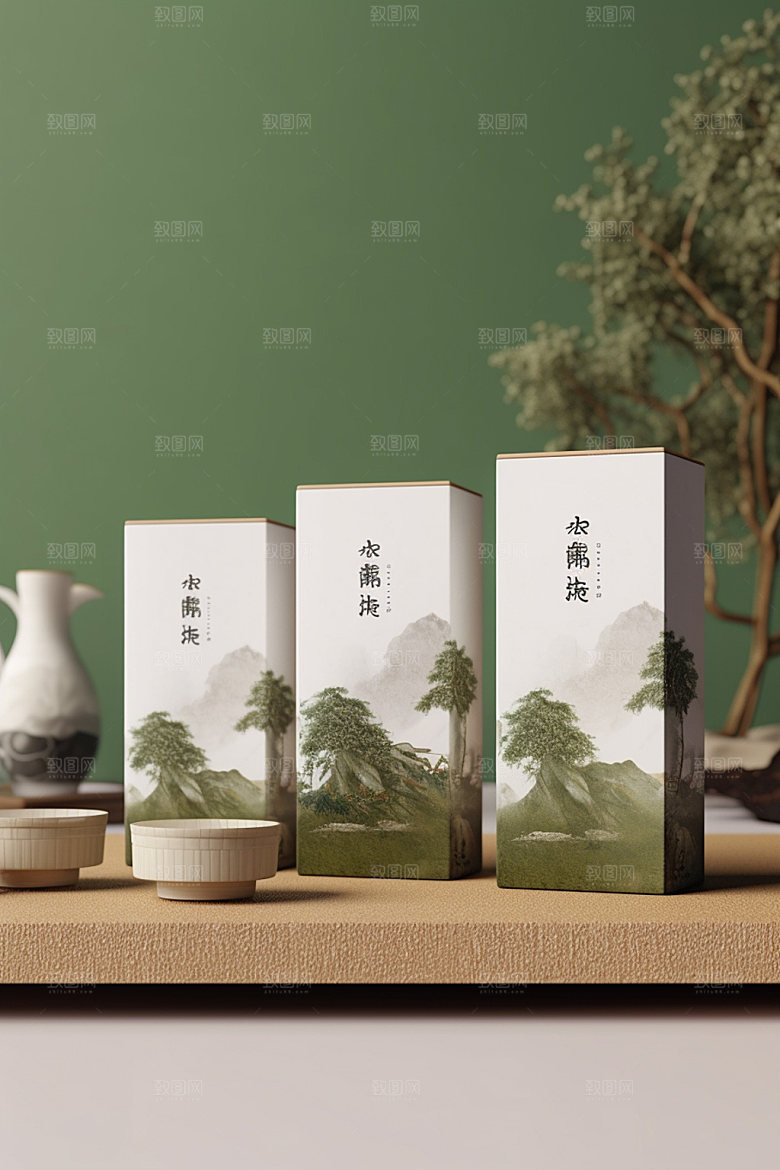 茶叶罐传统中国风模型