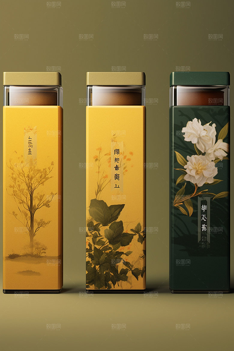 茶叶罐传统中国风模型