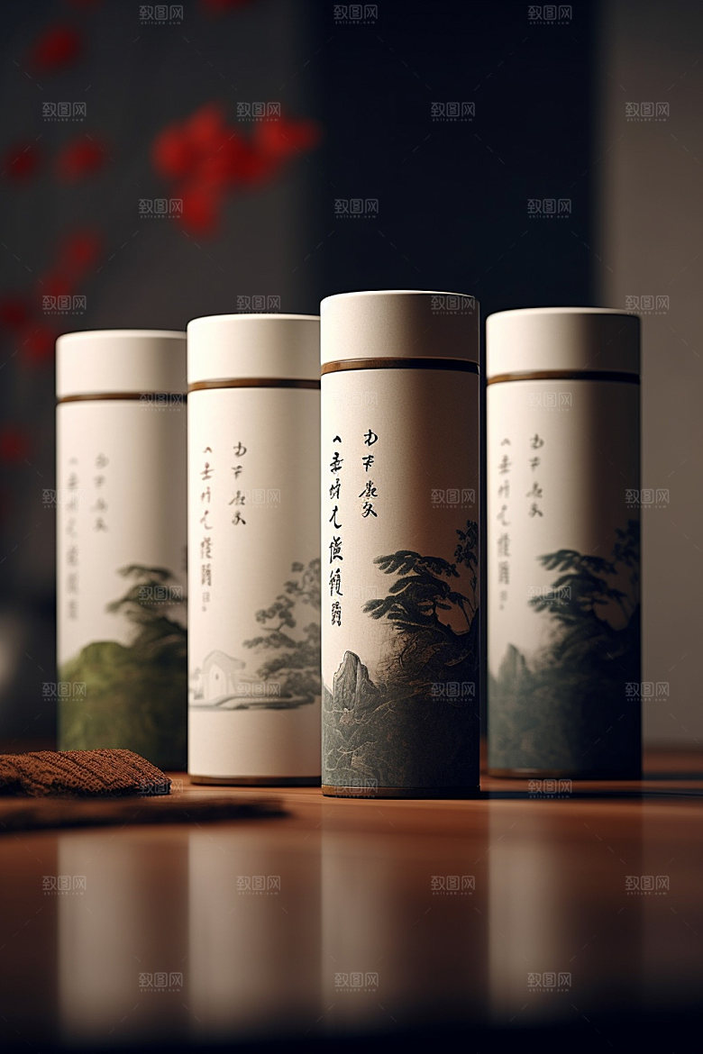 茶叶罐茶叶盒中国风模型