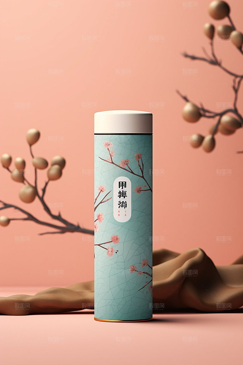 茶叶罐中式中国风模型