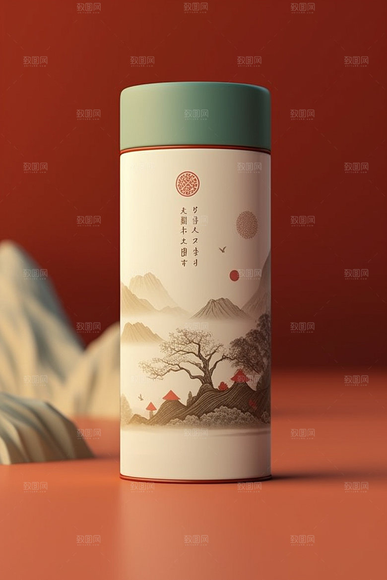 茶叶罐立体传统模型