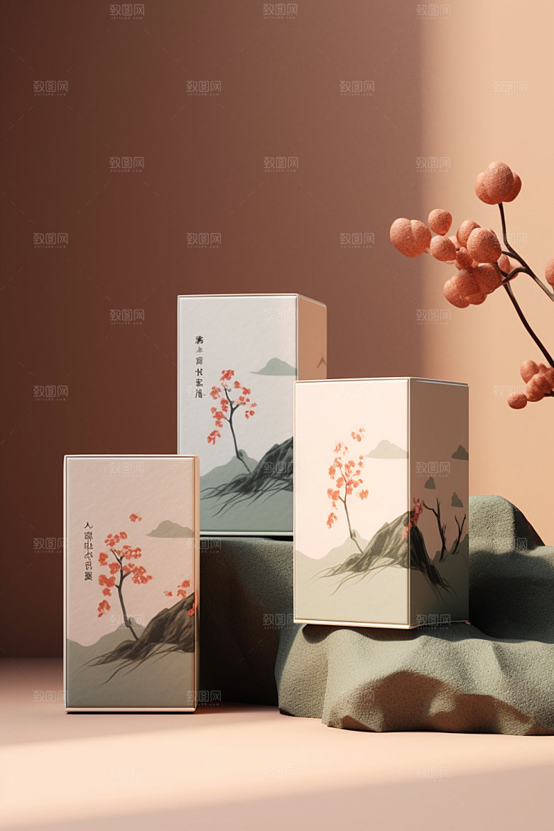 茶叶罐传统中式模型
