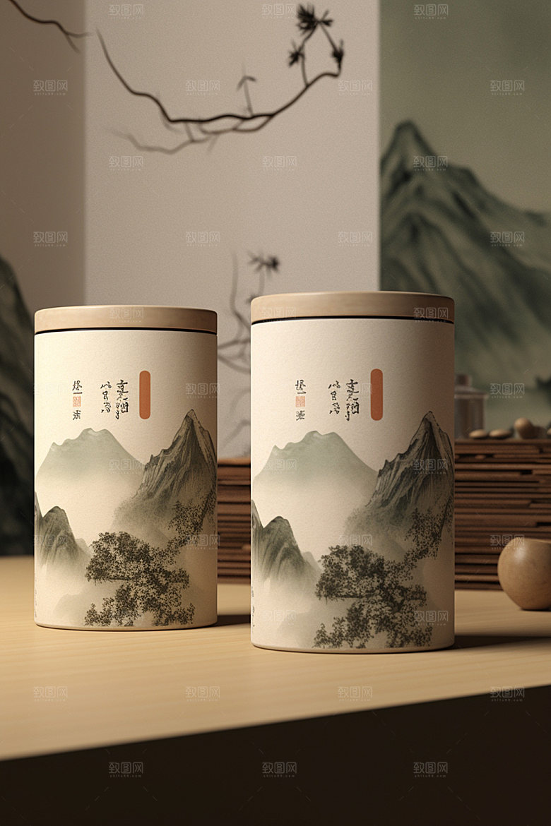 茶叶罐中式茶叶盒模型