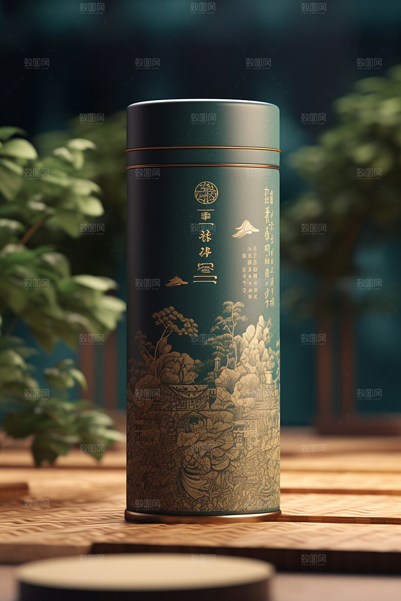 茶叶罐中式包装设计模型