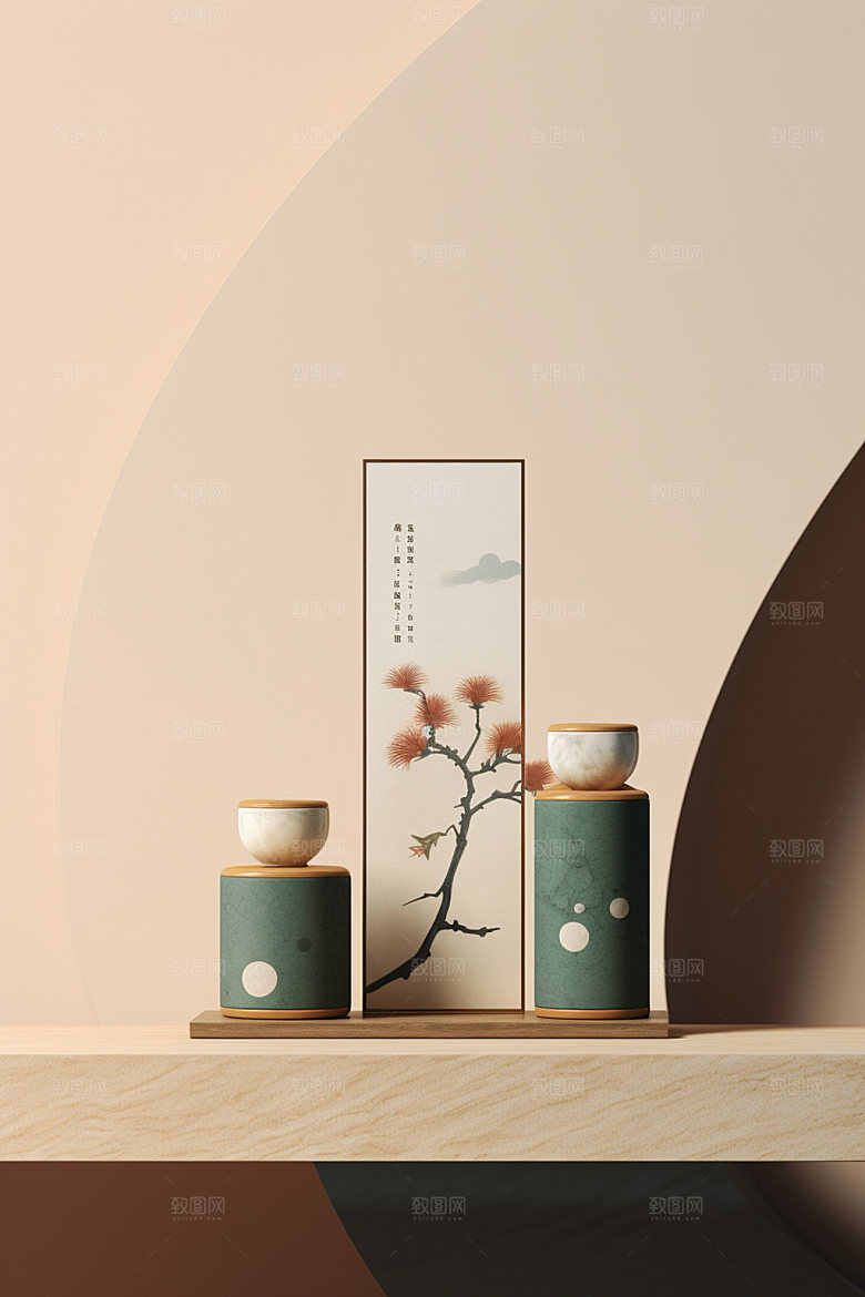 茶叶罐立体茶叶盒模型