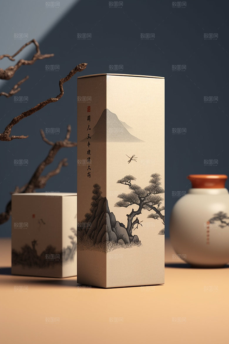 茶叶罐中国风包装设计模型