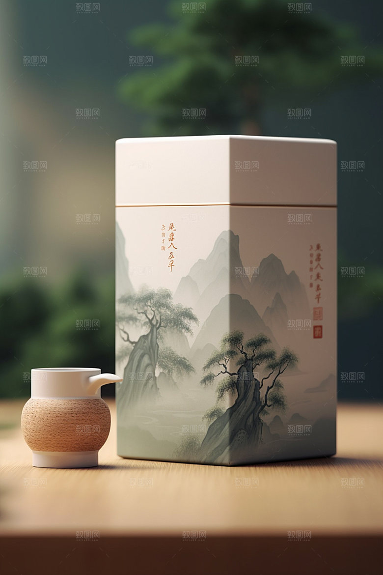 茶叶罐中国风包装设计模型