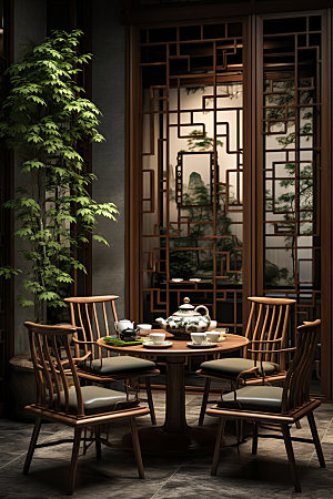 茶艺室传统文化设计效果图