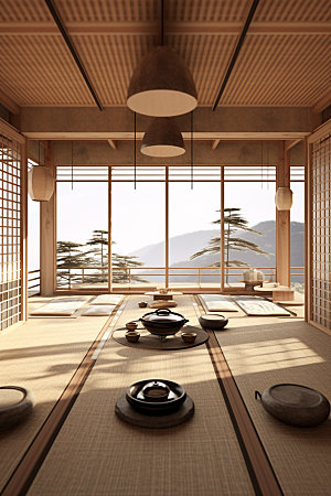 茶艺室中国风设计效果图