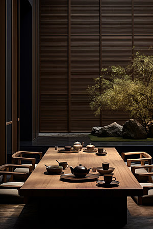 茶艺室设计中国风效果图