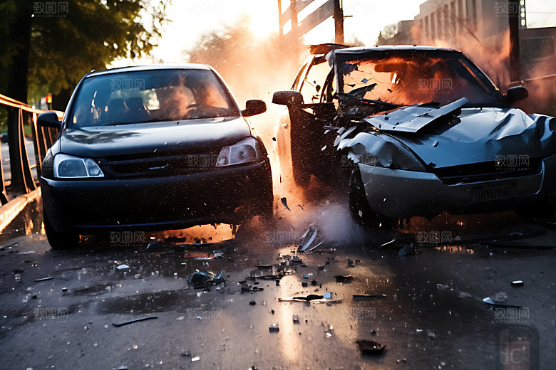 车祸现场道路安全摄影图