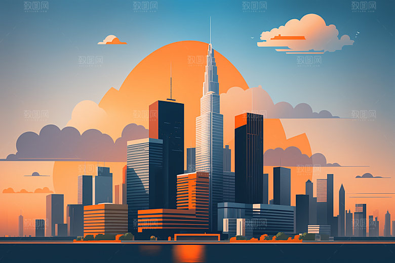 城市都市扁平风插画