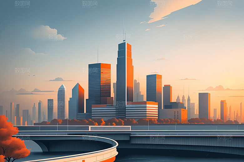 城市简约都市插画