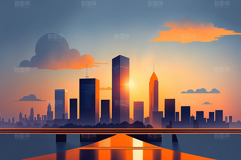 城市简约艺术插画