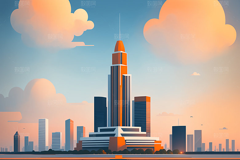 城市简约都市插画