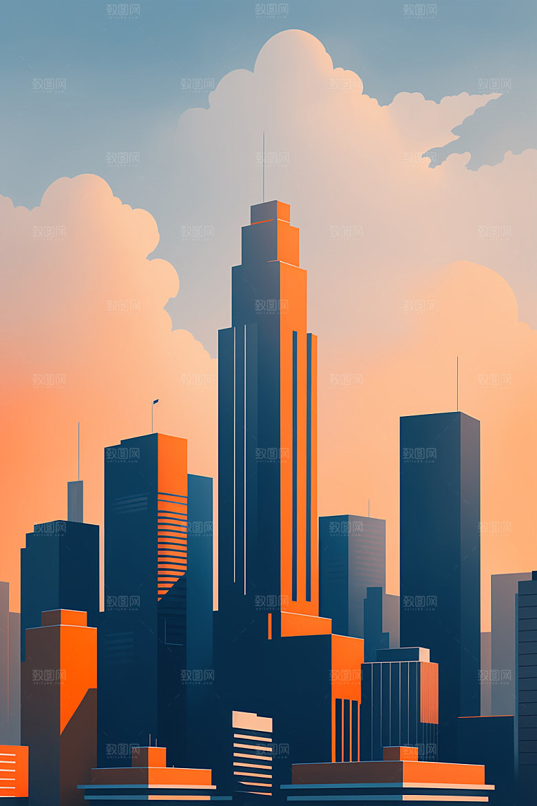 城市地标都市插画