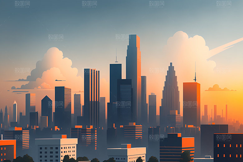 城市楼房大厦插画