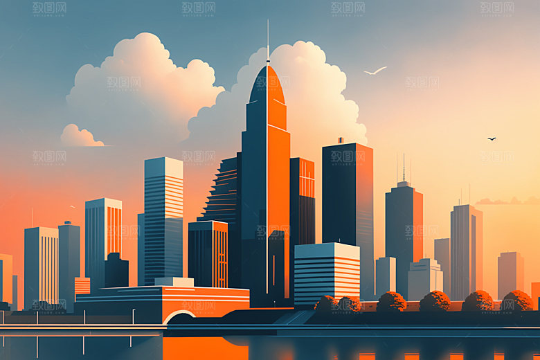 城市楼房都市插画