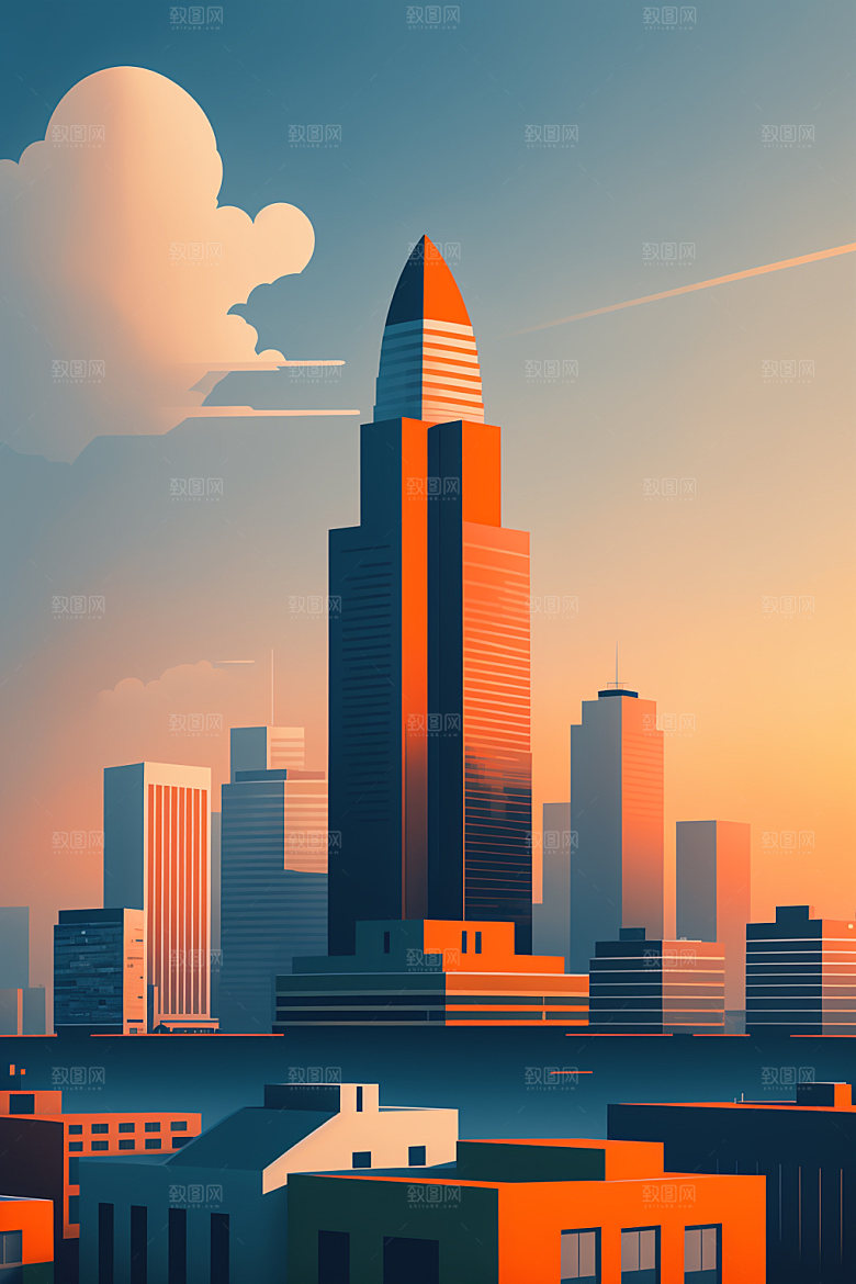 城市楼房大厦插画