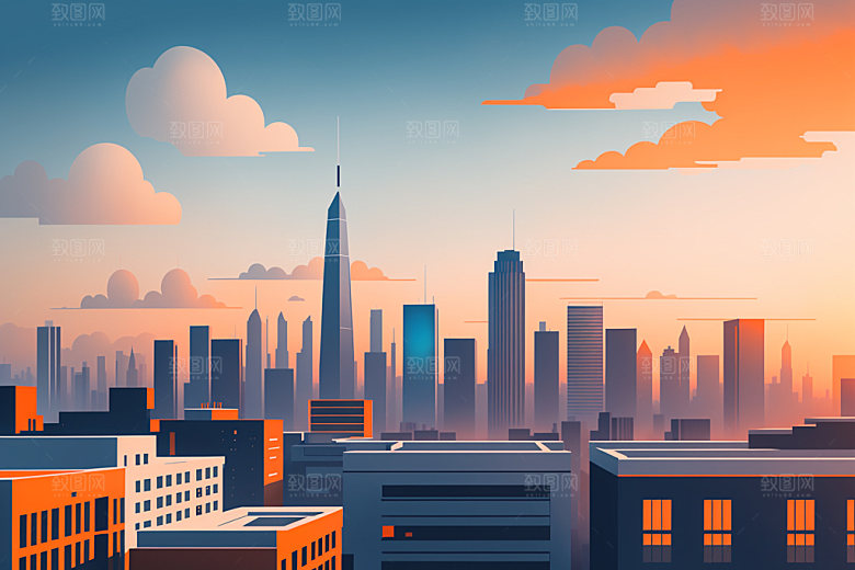 城市楼房都市插画